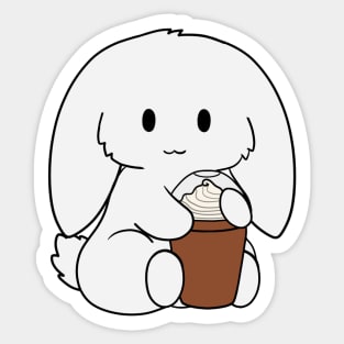 White Bunny Ice Coffee Sticker